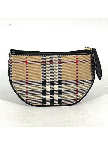 Burberry BURBERRY 8045031 Coin Purse Wallet Olympia Check Wallet/Coin Case Leather Canvas Women's Beige (view 1)