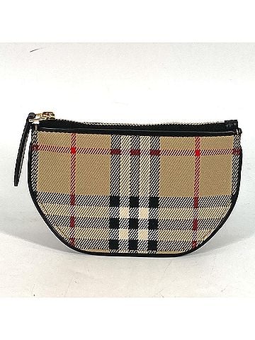 Burberry BURBERRY 8045031 Coin Purse Wallet Olympia Check Wallet/Coin Case Leather Canvas Women's Beige (view 2)