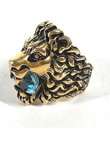 Gucci GUCCI 402763 Lion Animal Stone Ring Metal Women's Gold E-240417-12 (view 1)