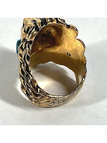 Gucci GUCCI 402763 Lion Animal Stone Ring Metal Women's Gold E-240417-12 (view 2)