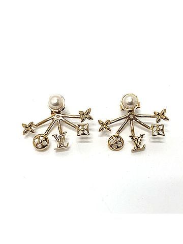 Louis Vuitton LOUIS VUITTON M00601 Cruiser Earrings, Pearl, Metal, Unisex, Gold (view 1)