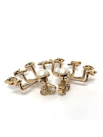Louis Vuitton LOUIS VUITTON M00601 Cruiser Earrings, Pearl, Metal, Unisex, Gold (view 2)