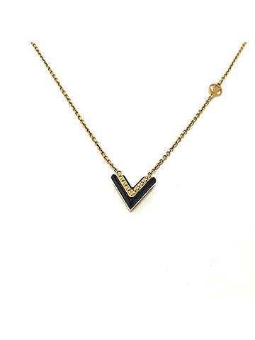 Louis Vuitton LOUIS VUITTON M63181 LV Circle Essential V Pendant Necklace in Gold and Black Metal for Women (view 1)