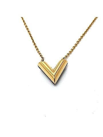 Louis Vuitton LOUIS VUITTON M63181 LV Circle Essential V Pendant Necklace in Gold and Black Metal for Women (view 2)
