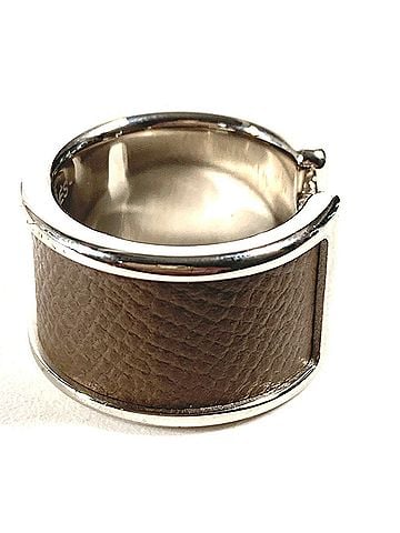Hermès HERMES Olympe Women's Ring, Leather, Etoupe, Gray (view 2)