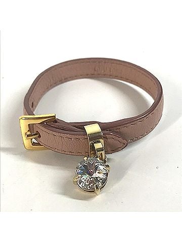 Miu Miu MIU Miu Rhinestone Bangle Bracelet Leather Women's Pink (view 1)