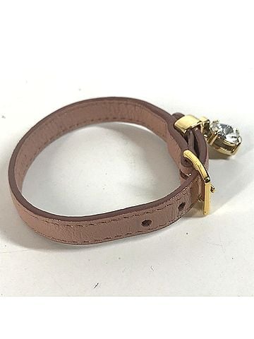 Miu Miu MIU Miu Rhinestone Bangle Bracelet Leather Women's Pink (view 2)