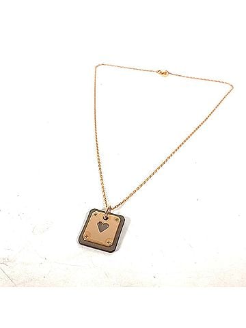 Hermès HERMES Hermes Heart Chain Asdukur PM Pendant Necklace Metal Leather Women's Etoupe Gray x Pink Gold Similar E-240605-15 (view 1)