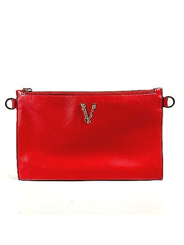 Versace VERSACE Versace Virtus Pouch Clutch Bag Leather Men's Red (view 1)