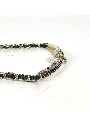 Chanel CHANEL Chanel AB9152 A22 CC Coco Mark Rhinestone Choker Chain Necklace Metal Women's Black Similar G-240625-37 (view 2)