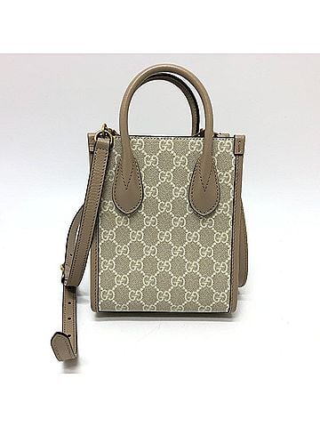 Gucci GUCCI 671623 GG Supreme Interlocking G Tote Bag Shoulder Canvas Women's Light Beige E-240710-1 (view 1)