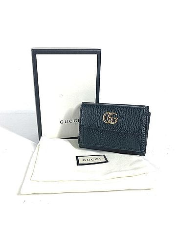 Gucci GUCCI 523277 GG Marmont Compact Wallet Tri-fold Leather Women's Black E-240628-15 (view 1)