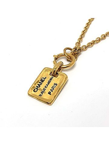 Chanel CHANEL Tag Plate Necklace Metal Women's Gold (view 1)