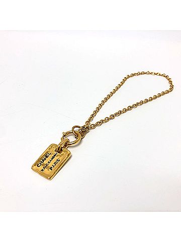 Chanel CHANEL Tag Plate Necklace Metal Women's Gold (view 2)
