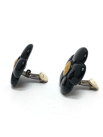 Chanel CHANEL Chanel 96P Coco Mark Flower Black Earrings Accessories Plastic Women's (view 2)