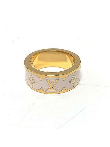 Louis Vuitton LOUIS VUITTON M1565S Ring Nano Gram Enamel Metal Women's White (view 1)
