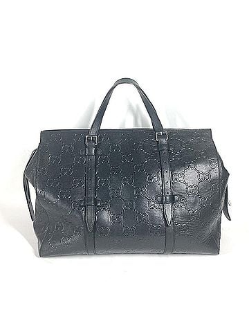 Gucci GUCCI 625772 Shoulder Bag Boston GG Embossed Tote Leather Men's Black G-240825-7 (view 1)