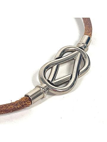 Hermès HERMES Hermes Necklace Atame Double Bracelet Choker Leather Men's Brown (view 2)