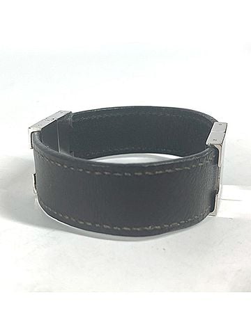 Hermès HERMES Hermes Lurie H Bracelet Leather Women's Black (view 2)