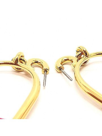 Hermès HERMES Hermes Heritage Equestre Etrier GM Accessories Earrings Swift Metal Women's Pink x Gold E-240823-4 (view 2)