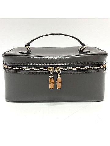 Gucci GUCCI 032.1956 Old Gucci Bamboo Handbag Bag Pouch Vanity Calf Leather Women's Brown T-240901-12 (view 1)