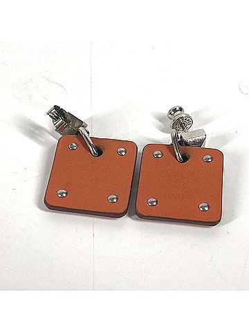 Hermès HERMES Hermes Heart Asdukur PM Earrings Metal Leather Women's Silver OT-240917-37 (view 2)