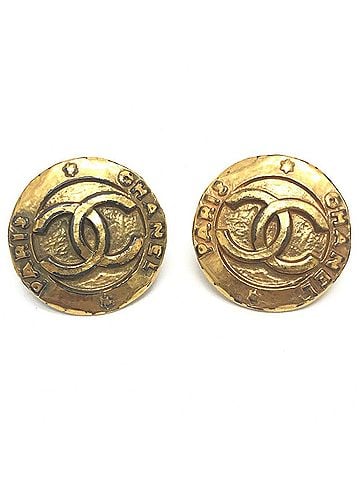 Chanel CHANEL Coco Mark Earrings, Accessories, Metal, Women's, Gold (view 1)