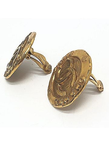 Chanel CHANEL Coco Mark Earrings, Accessories, Metal, Women's, Gold (view 2)