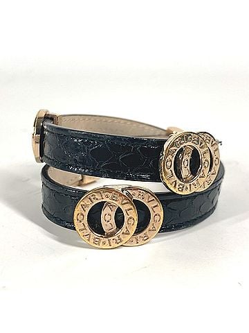 Bvlgari BVLGARI Bulgari Double Coiled Layer Bracelet Leather Women's Black OT-240917-44 (view 1)