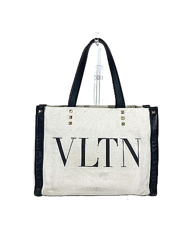 Valentino VALENTINO Valentino logo studs bag shoulder tote canvas leather men women white (view 1)