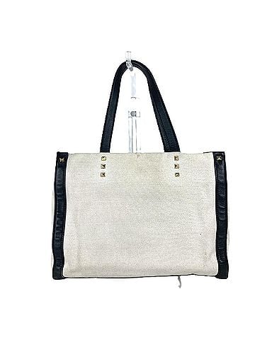 Valentino VALENTINO Valentino logo studs bag shoulder tote canvas leather men women white (view 2)