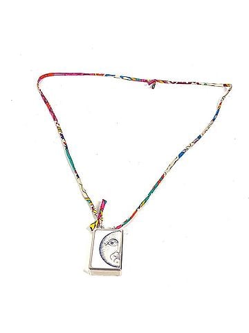 Hermès HERMES Boite a Reve Moon Motif Pill Case Necklace Metal Silk Women's Silver G-241110-48 (view 1)