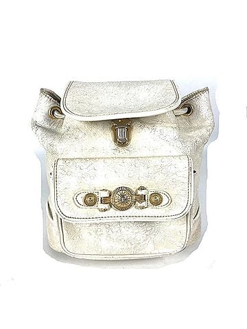 Versace VERSACE Sunburst Backpack Chain Rucksack Embossed Leather Women's Ivory (view 1)