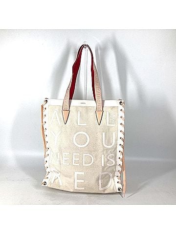 Christian Louboutin Christian Louboutin Tote Bag, CABALACE, Shoelace, Shoulder Canvas, Leather, Women's, White (view 1)