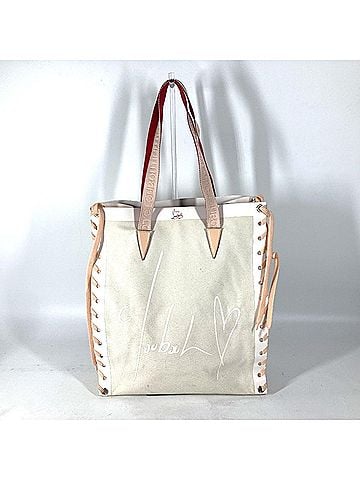 Christian Louboutin Christian Louboutin Tote Bag, CABALACE, Shoelace, Shoulder Canvas, Leather, Women's, White (view 2)