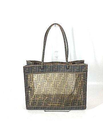 Fendi FENDI Mesh Bag Beach Zucca Tote Shoulder Coated Leather Women's Brown (view 1)