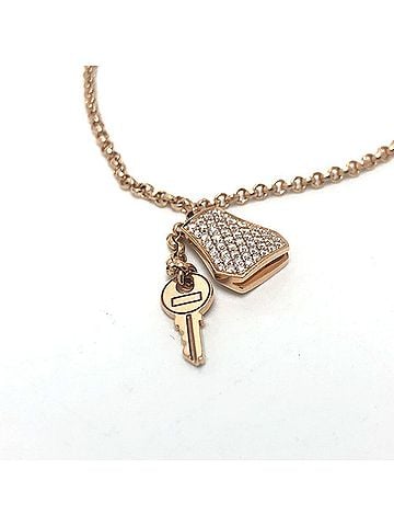 Hermès HERMES Hermes K18PG Kelly Crochet Diamond Chain Bracelet Women's Gold (view 2)