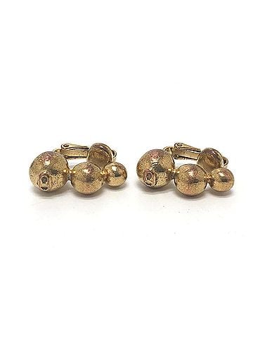 Christian Dior Christian Dior Dior CD 3-row ball accessory clip-on earring jewelry metal earrings for women gold (view 2)