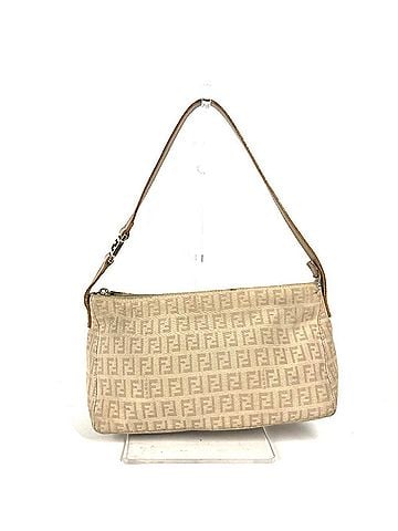 Fendi FENDI Zucchino Zucca Logo Shoulder Bag Leather Canvas Women's Beige (view 2)