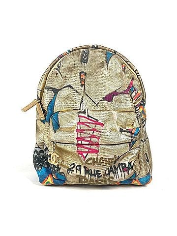 Chanel CHANEL AS0867 Coco Mark CC Logo Graffiti Bag Backpack Rucksack Leather Canvas Men's Women's Gold (view 1)