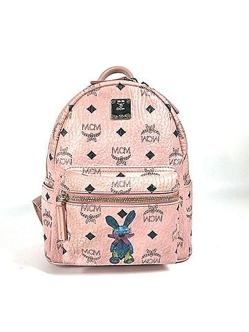 MCM MCM Visetos Logo Backpack Leather Women's Pink (view 1)