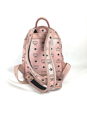 MCM MCM Visetos Logo Backpack Leather Women's Pink (view 2)