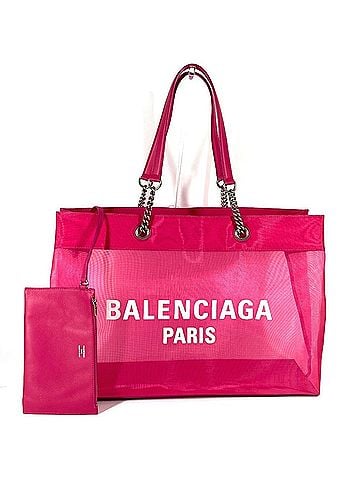 Balenciaga BALENCIAGA 741605 Mesh with Pouch DUTY FREE LARGE Logo Shoulder Bag Tote Polyester Lambskin Women's Pink (view 1)