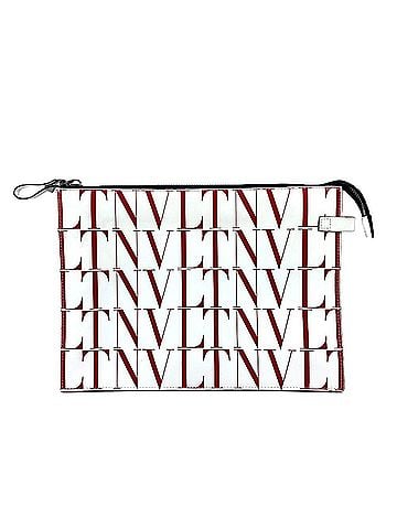 Valentino Garavani Valentino Garavani strap with logo all-over print two-tone pouch second bag leather men women white (view 1)