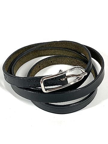 Hermès HERMES Hermes API 4-row long logo accessory bracelet leather men's women's black (view 1)