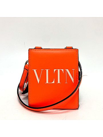 Valentino VALENTINO VLTN Logo Neck Strap Wallet Folding Bi-fold Leather Women's Orange (view 1)