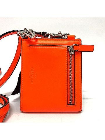 Valentino VALENTINO VLTN Logo Neck Strap Wallet Folding Bi-fold Leather Women's Orange (view 2)