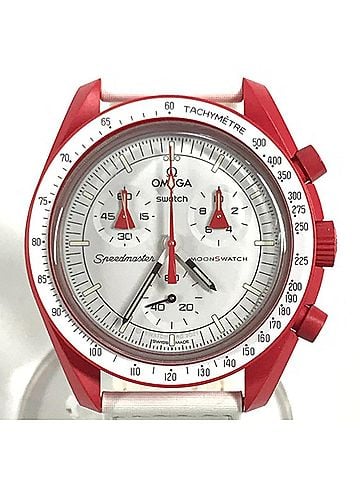 Omega OMEGA Swatch SO33R100 Omega collaboration Moon MISSION TO MARS Mars watch for women, red (view 1)