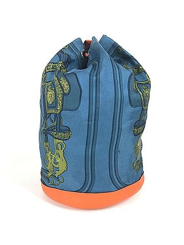 Hermès HERMES BRIDES de GALA 22 Soi-Cour Drawstring Shoulder Bag in Silk/Leather, Blue, for Women (view 1)