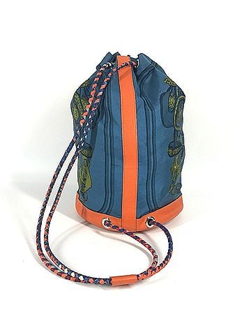 Hermès HERMES BRIDES de GALA 22 Soi-Cour Drawstring Shoulder Bag in Silk/Leather, Blue, for Women (view 2)